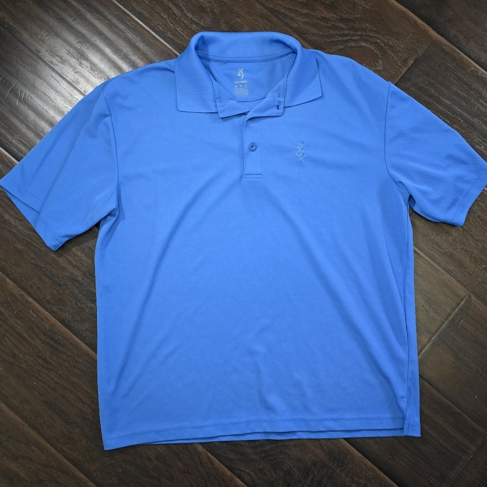 Browning Mens Athleisure Blue Polo Collared Shirt Medium